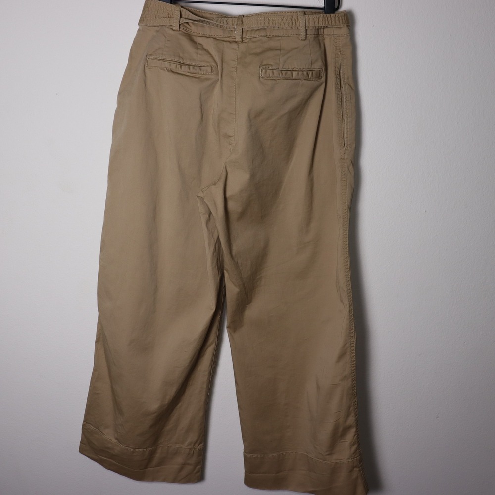 Lauren Ralph Lauren Khaki Wide Leg Cropped Pants Tie Waist Tan Size 8 - Picture 3 of 5